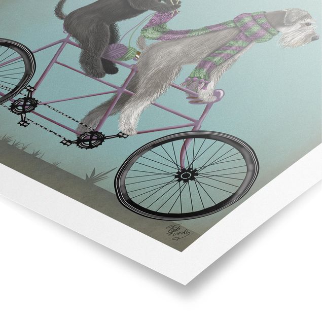 Retro Poster  Radtour - Schnauzer Tandem