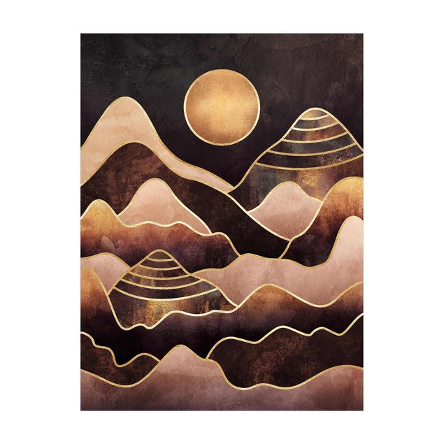 Moderne Teppiche Goldene Sonne abstrakte Berge