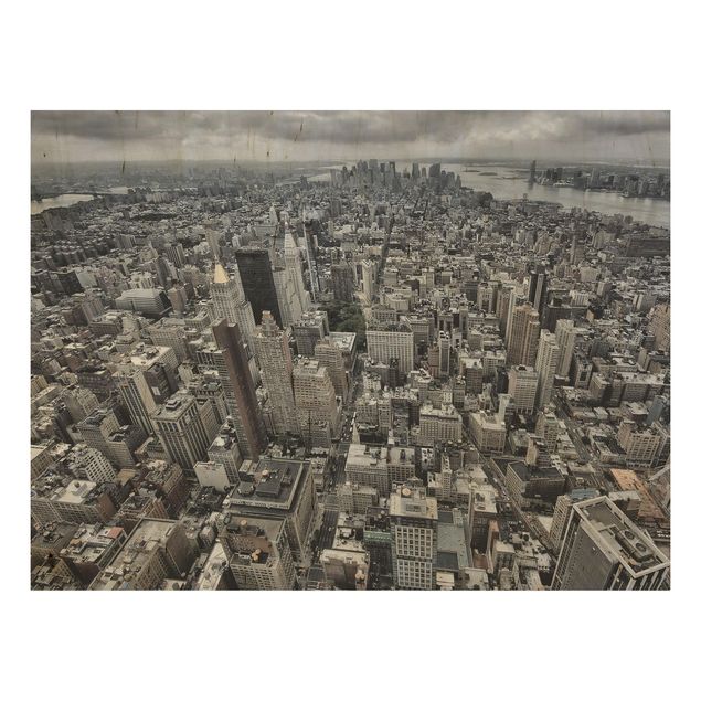 Holzbilder modern Blick über Manhattan