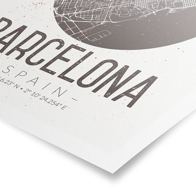 Poster bestellen Stadtplan Barcelona - Retro
