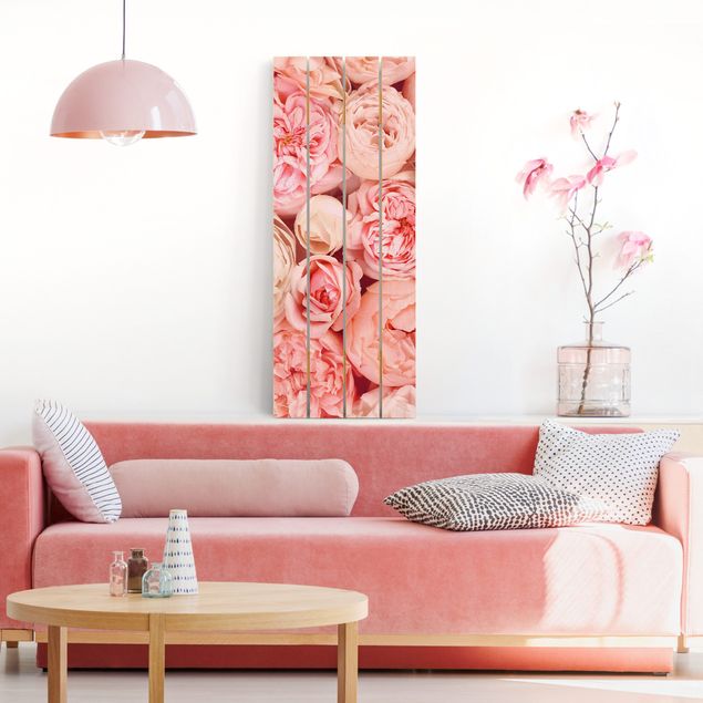 Holzbilder modern Rosen Rosé Koralle Shabby