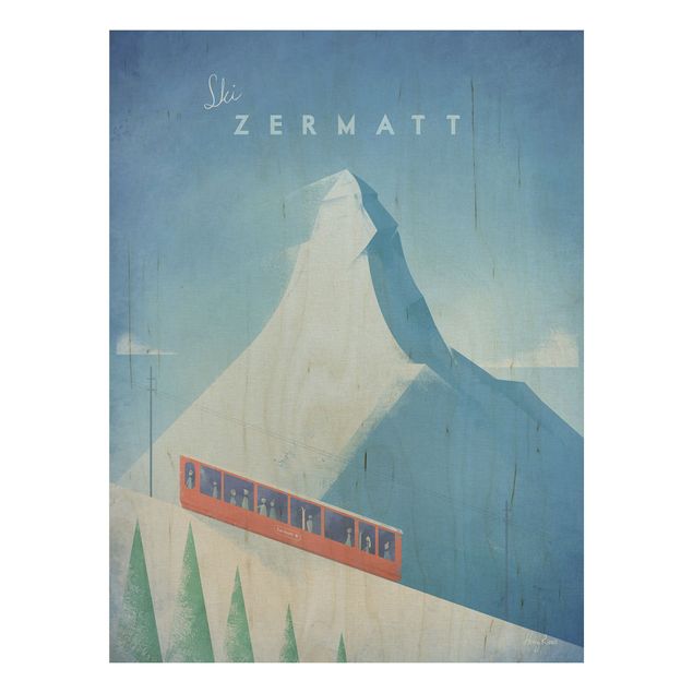 Holzbild Natur Reiseposter - Zermatt