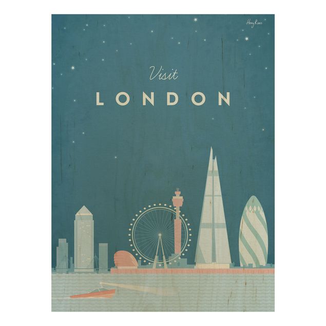 Moderne Holzbilder Reiseposter - London
