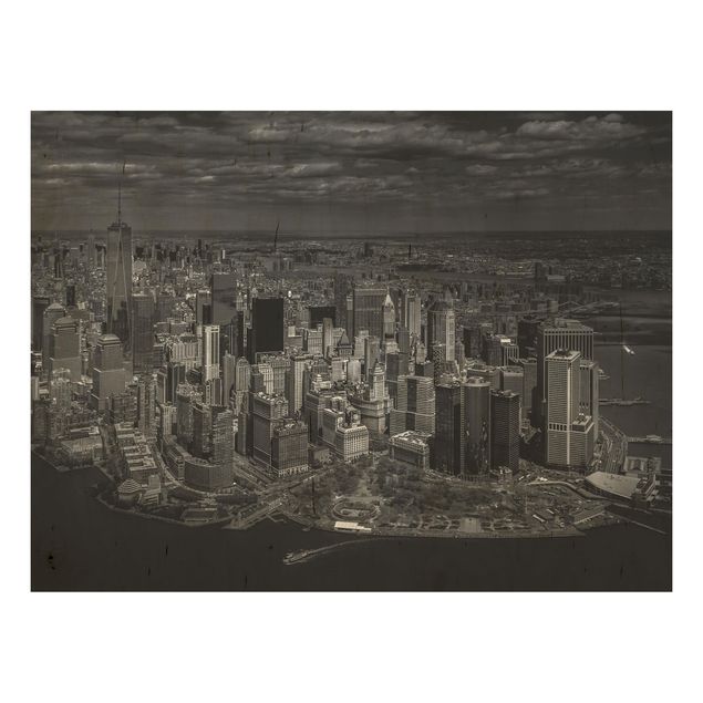 Holzbilder modern New York - Manhattan aus der Luft