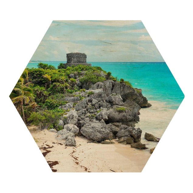 Holzbilder Karibikküste Tulum Ruinen