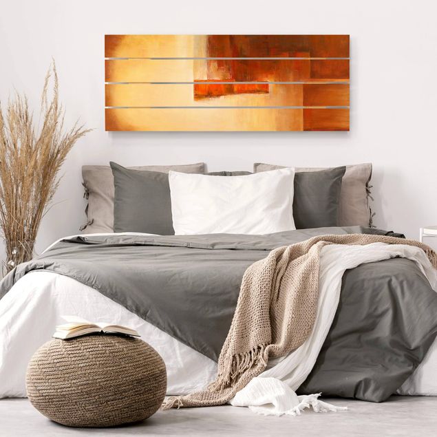 Moderne Holzbilder Balance Orange Braun