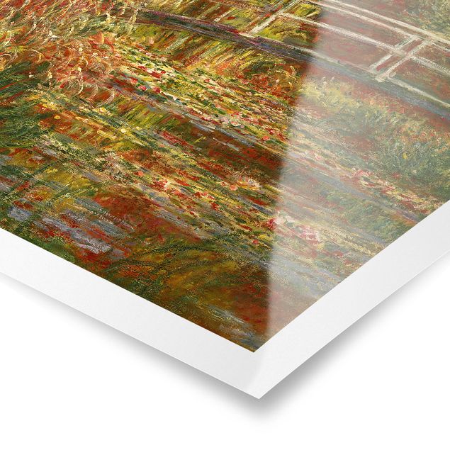 Poster - Claude Monet - Seerosenteich und japanische Brücke (Harmonie in rosa) - Quadrat 1:1