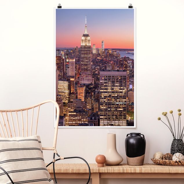 Poster Städte Sonnenuntergang Manhattan New York City