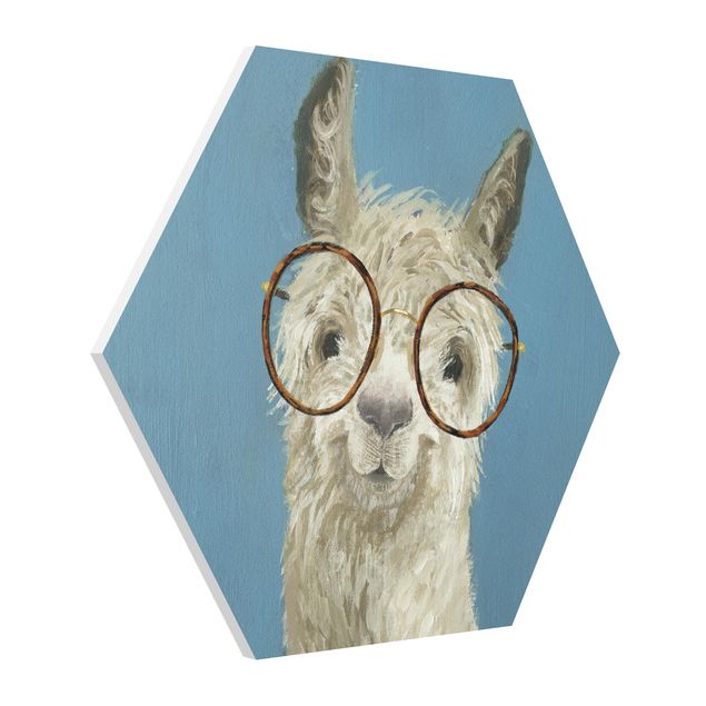 Hexagon Bilder Lama mit Brille I