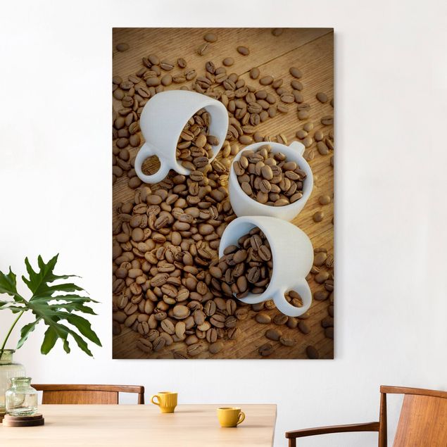 Wandbilder 3 Espressotassen mit Kaffeebohnen I