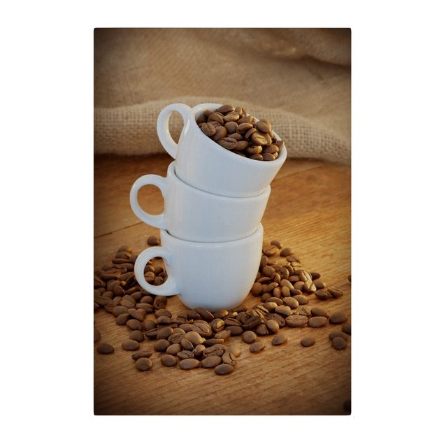 Akustikbild - 3 Espressotassen mit Kaffeebohnen II