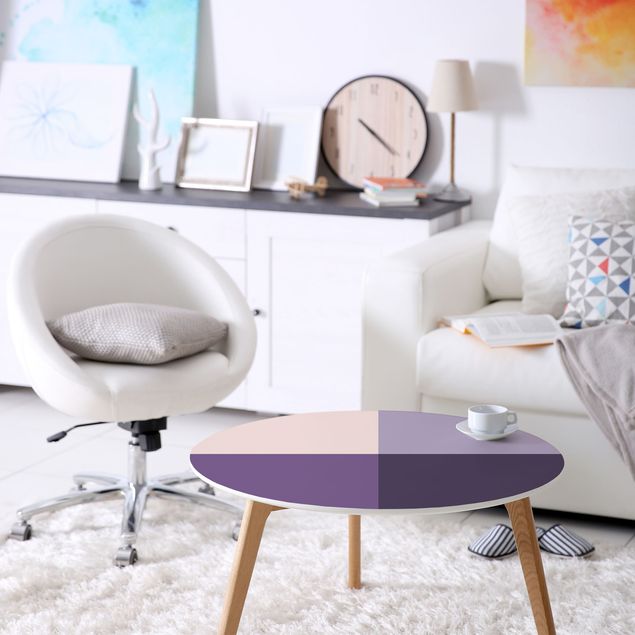 Möbelfolie - 3 violette Quadrate Blütenfarben & helle Kontrastfarbe