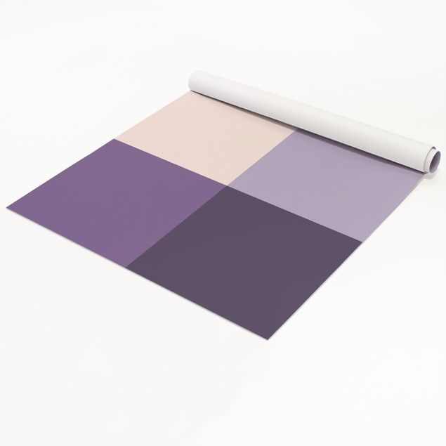 Möbelfolie - 3 violette Quadrate Blütenfarben & helle Kontrastfarbe