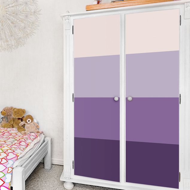 Selbstklebende Folie bunt 3 violette Streifen Blütenfarben & helle Kontrastfarbe