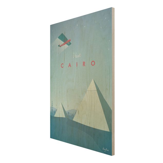 Holzbild Skyline Reiseposter - Cairo
