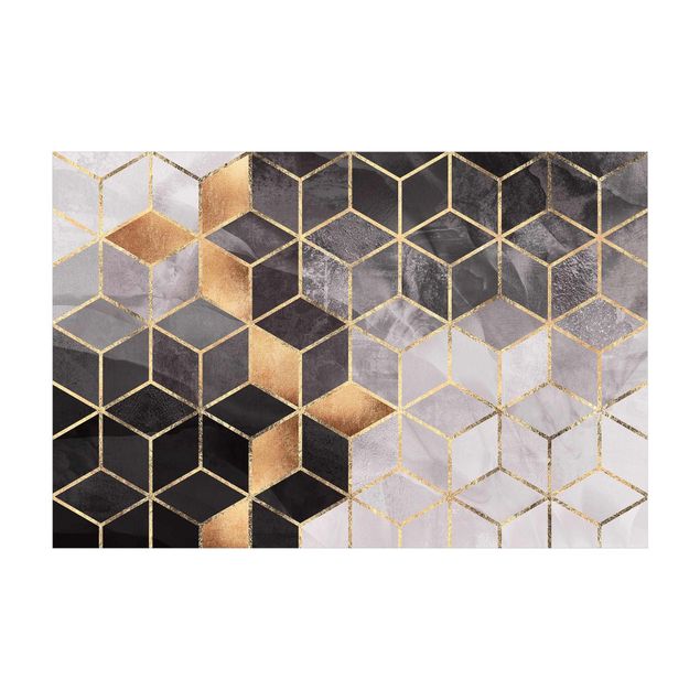 Moderne Teppiche Schwarz Weiß goldene Geometrie