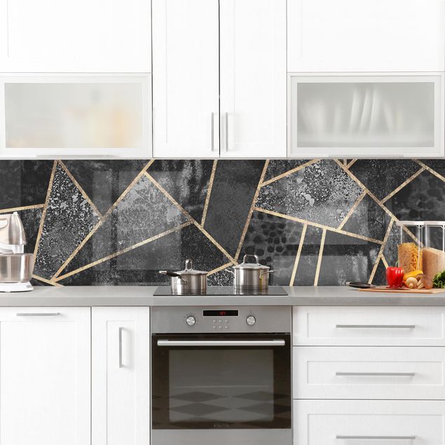Küchenrückwände Platte Graue Dreiecke Gold
