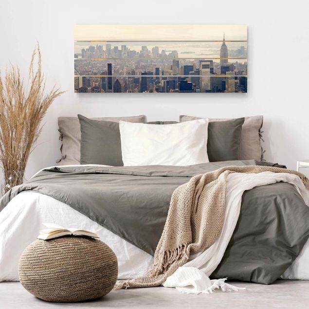 Holzbild Skyline Der Morgen in New York