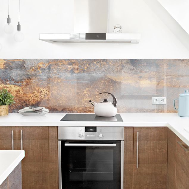 Küchenrückwand abstrakt Gold-Grauer Nebel