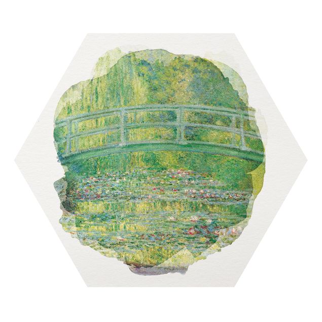 Bilder Hexagon Wasserfarben - Claude Monet - Japanische Brücke