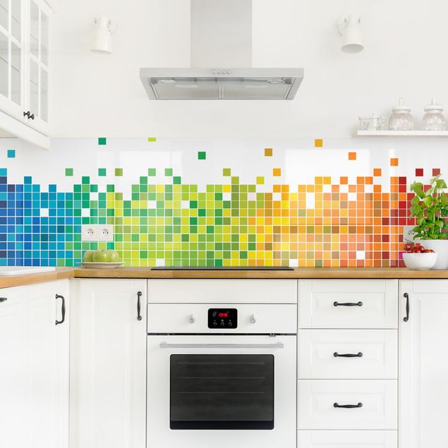 Küchenrückwand Muster Pixel-Regenbogen