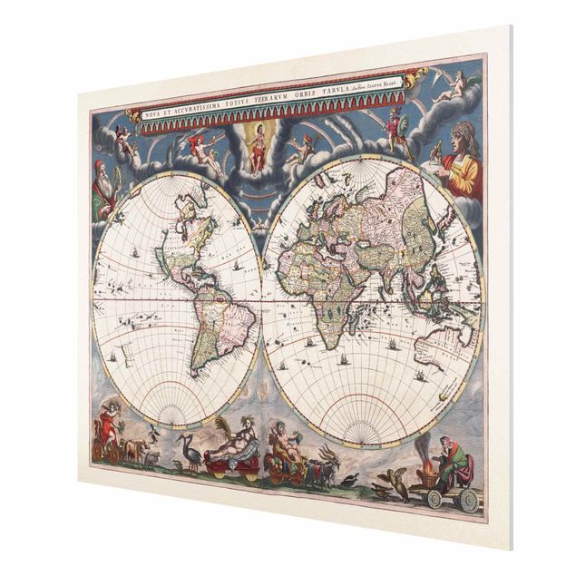 Forex Fine Art Print - Historische Weltkarte Nova et Accuratissima von 1664 - Querformat 3:4