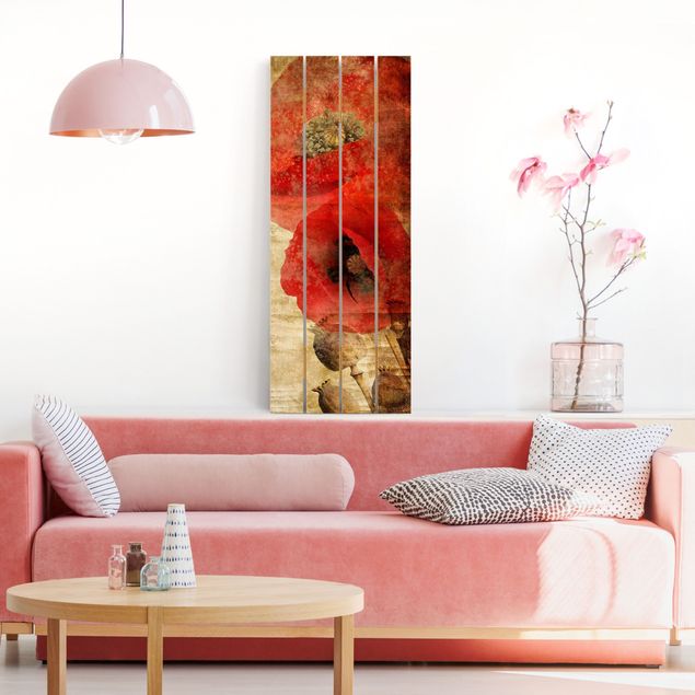 Holzbilder modern Poppy Flower