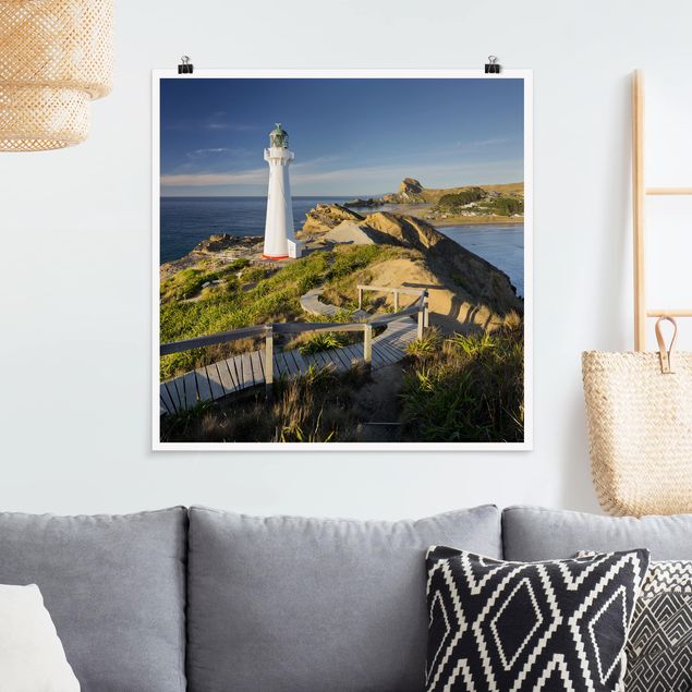 Poster - Castle Point Leuchtturm Neuseeland - Quadrat 1:1
