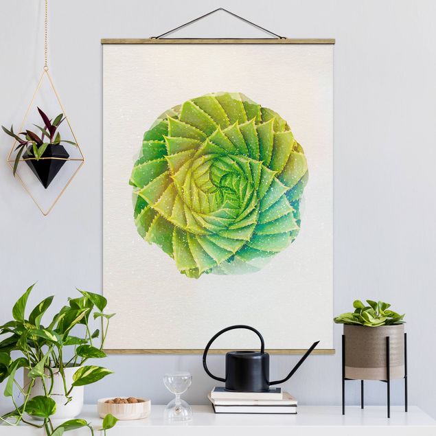 Wandbilder Wasserfarben - Spiral Aloe