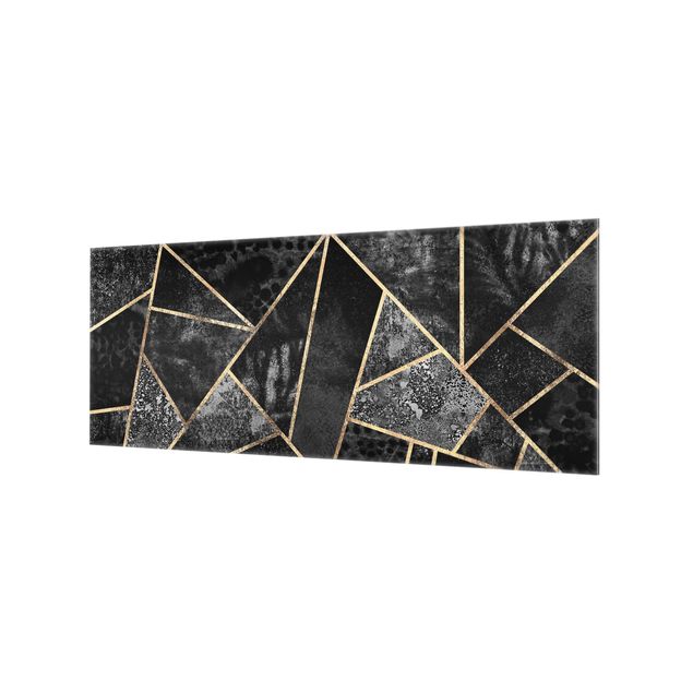 Spritzschutz Glas - Graue Dreiecke Gold - Panorama - 5:2
