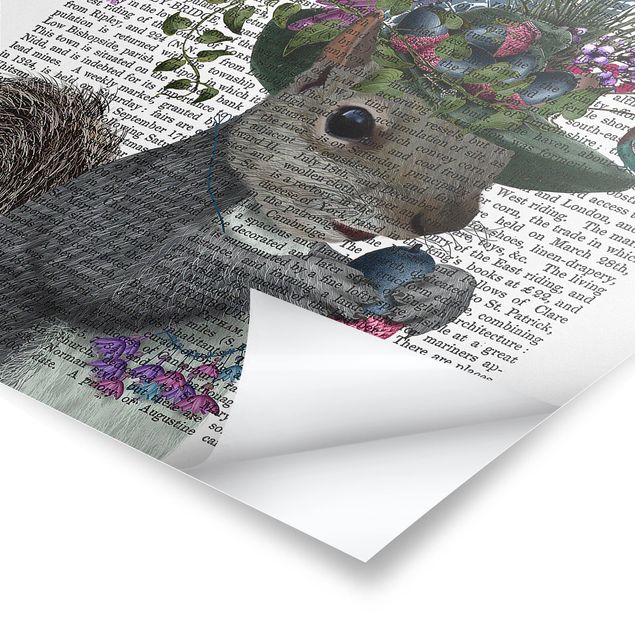Poster bestellen Vogelfänger - Eichhörnchen mit Eicheln