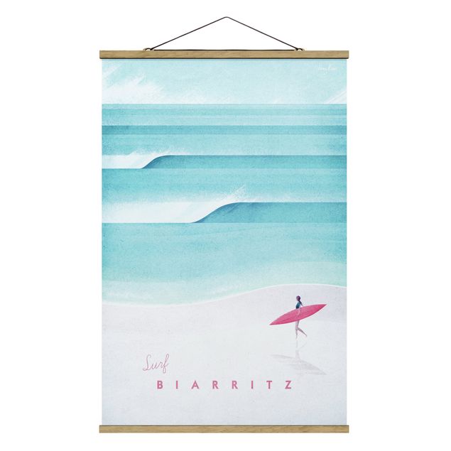Stoffbild mit Posterleisten - Reiseposter - Biarritz - Hochformat 2:3