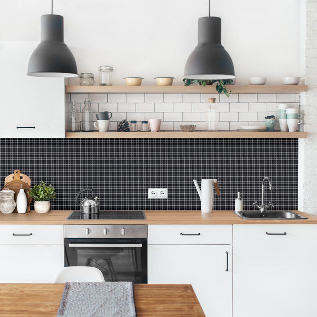 Rückwand Küche Fliesenoptik Mosaikfliesen Schwarz Matt