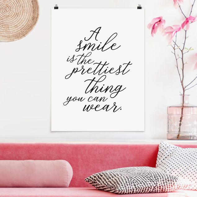 Poster Schwarz-Weiß A smile is the prettiest thing