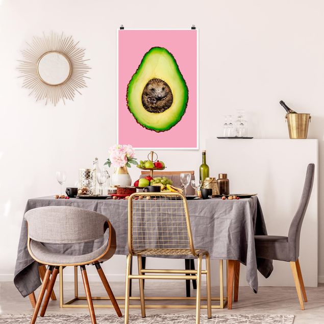 Poster Kunstdruck Avocado mit Igel