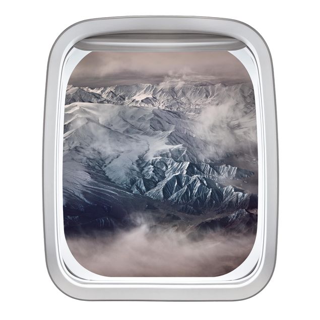 Wandaufkleber Fenster Flugzeug Berge von Tibet