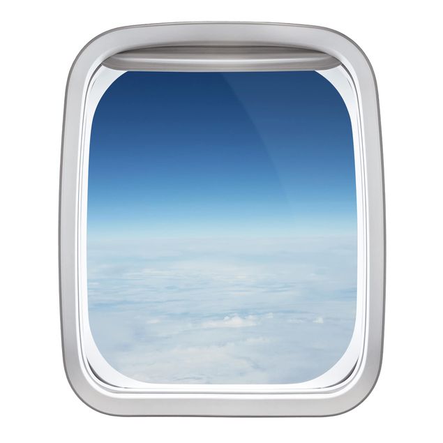 Wandsticker Fenster Flugzeug Wolkendecke