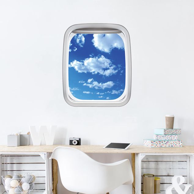 Wandtattoo Pflanze Fenster Flugzeug Wolkenhimmel