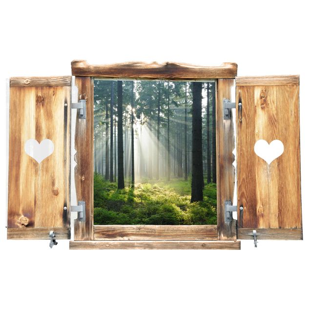 Wandtattoo Wald Fenster mit Herz Enlightened Forest
