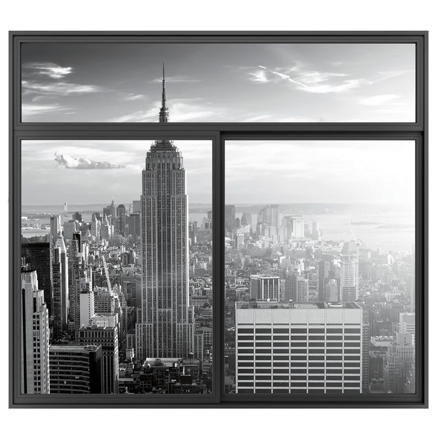 Wandtattoo Fenster Schwarz Manhattan Skyline