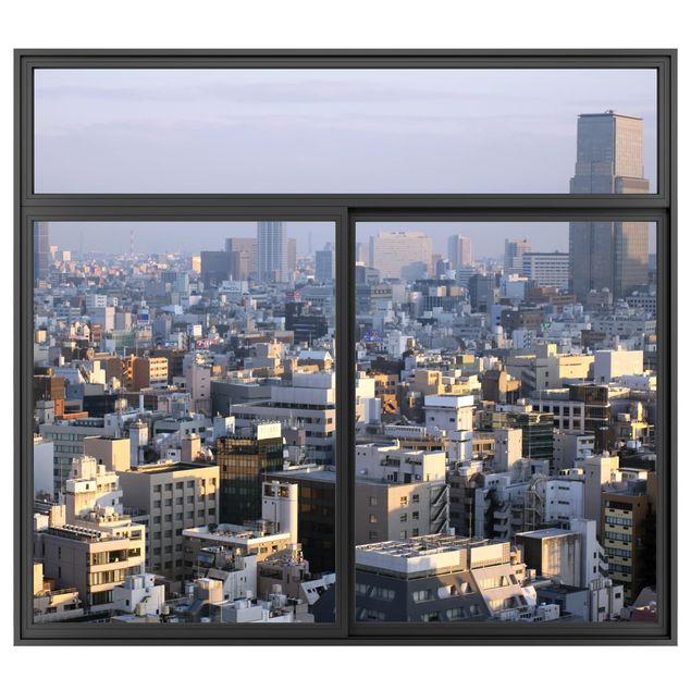 Wandsticker Fenster Schwarz Tokyo City