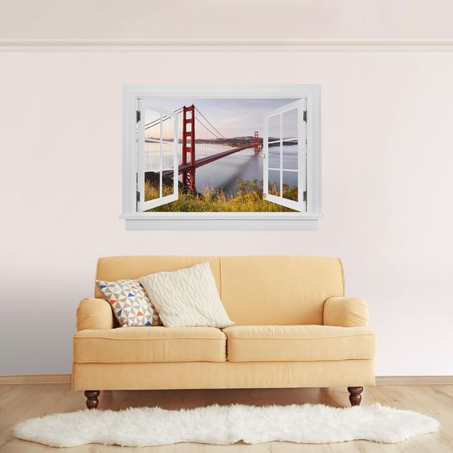 Wandtattoo Skyline Offenes Fenster Golden Gate Bridge in San Francisco