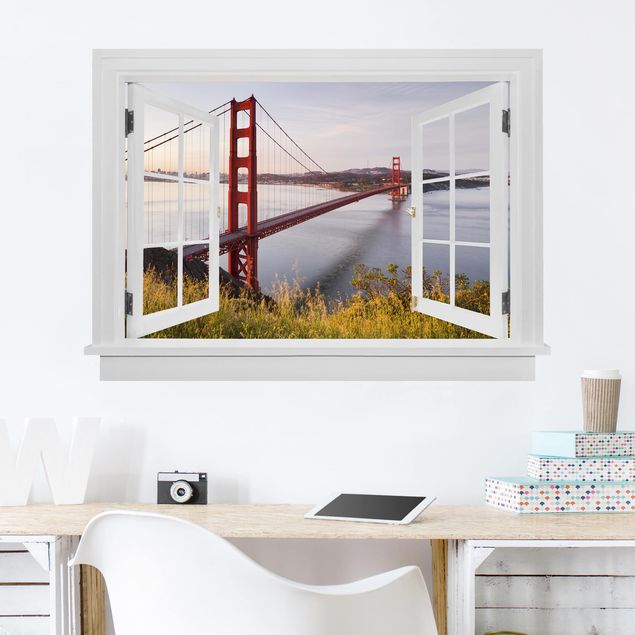 3D Wandtattoo Offenes Fenster Golden Gate Bridge in San Francisco