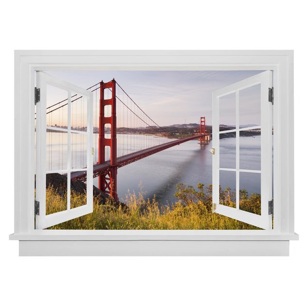 Wandtattoo Offenes Fenster Golden Gate Bridge in San Francisco
