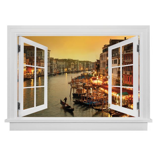 3D Wandtattoo - Offenes Fenster Großer Kanal von Venedig