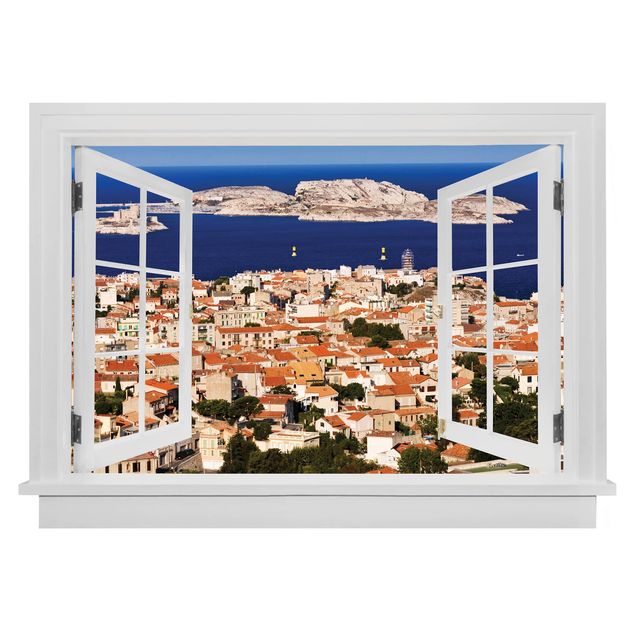 3D Wandtattoo - Offenes Fenster Marseille