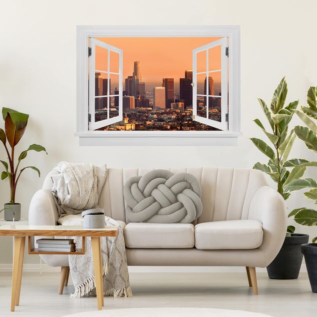 Wandtattoo 3D Offenes Fenster Skyline of Los Angeles