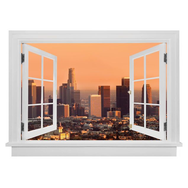 Wandtattoo Städte Offenes Fenster Skyline of Los Angeles