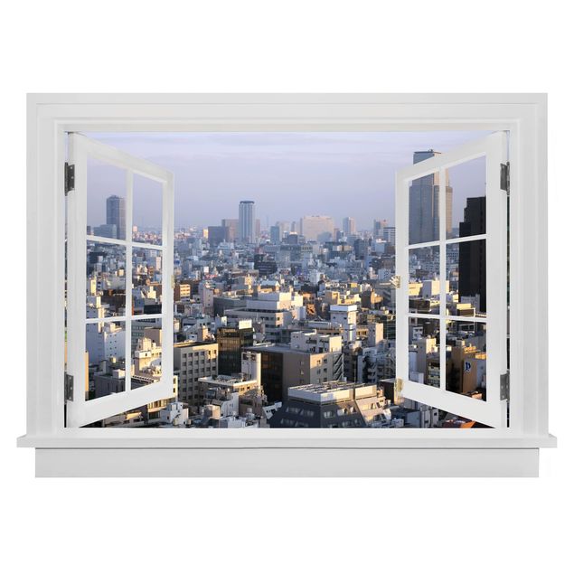 Wandsticker Offenes Fenster Tokyo City