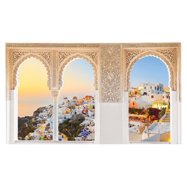 Wandtattoo Städte Verzierte Fenster Strahlendes Santorin
